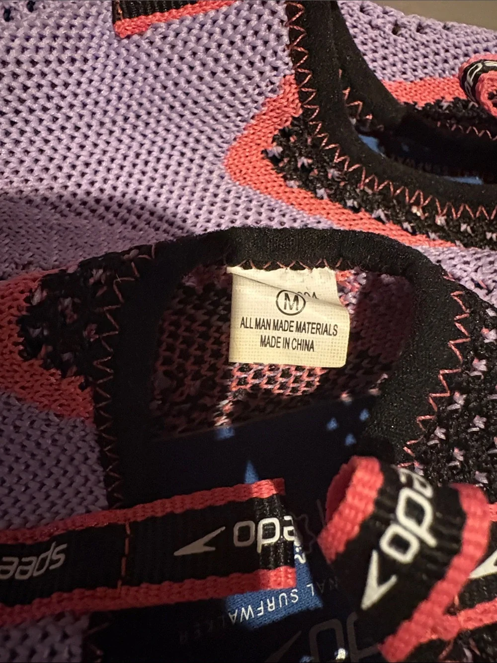 Speedo Lavender Knit Slip-On Water Shoes with Black & Coral Accents